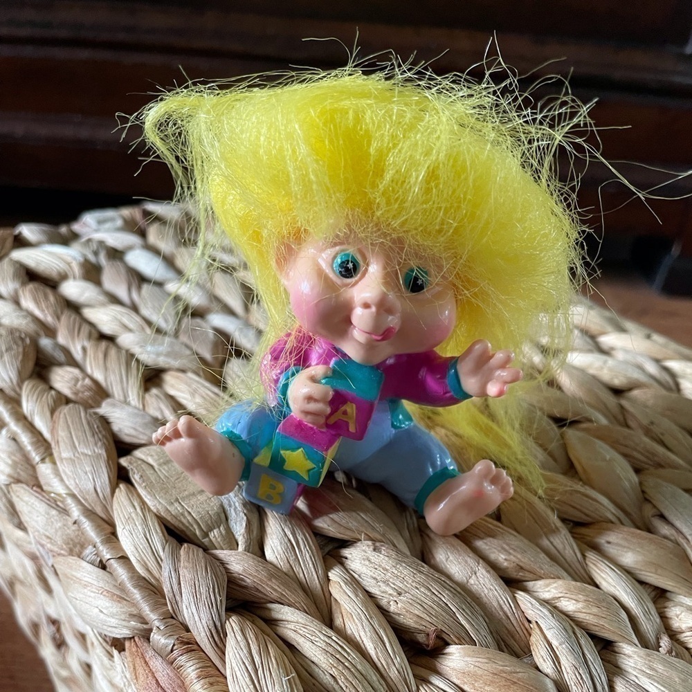 Vintage Treasure Trolls yellow hair baby